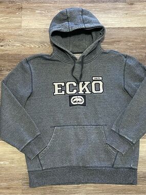 Vintage Y2K Ecko Unltd Spellout Rhino Grey Hoodie Sweatshirt Mens Size XL